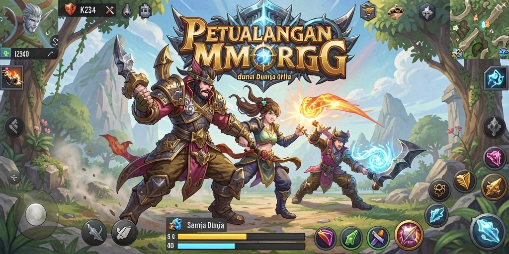 Screenshot utama K234 menampilkan aksi epik dalam permainan MMORPG.