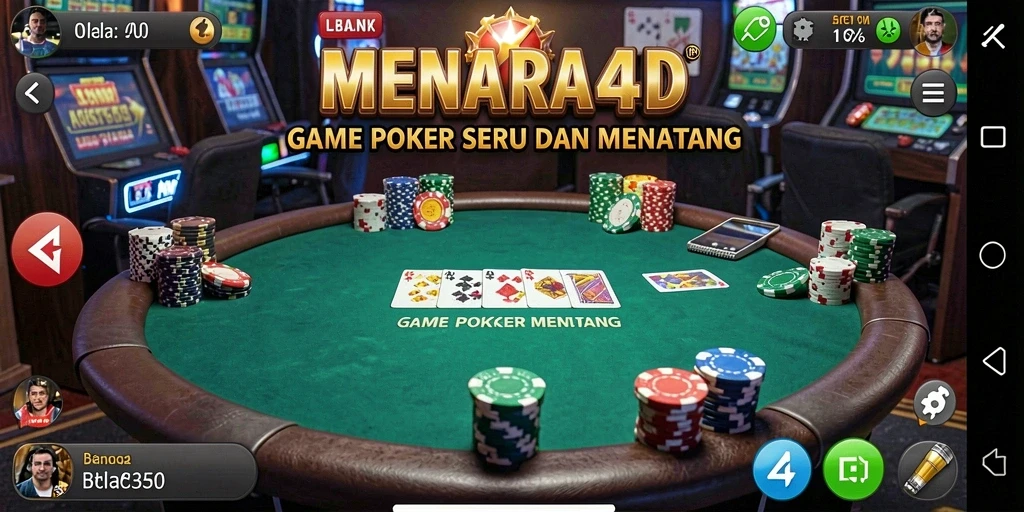 Tampilan gameplay seru dalam MENARA4D dengan sesi poker yang mendebarkan.